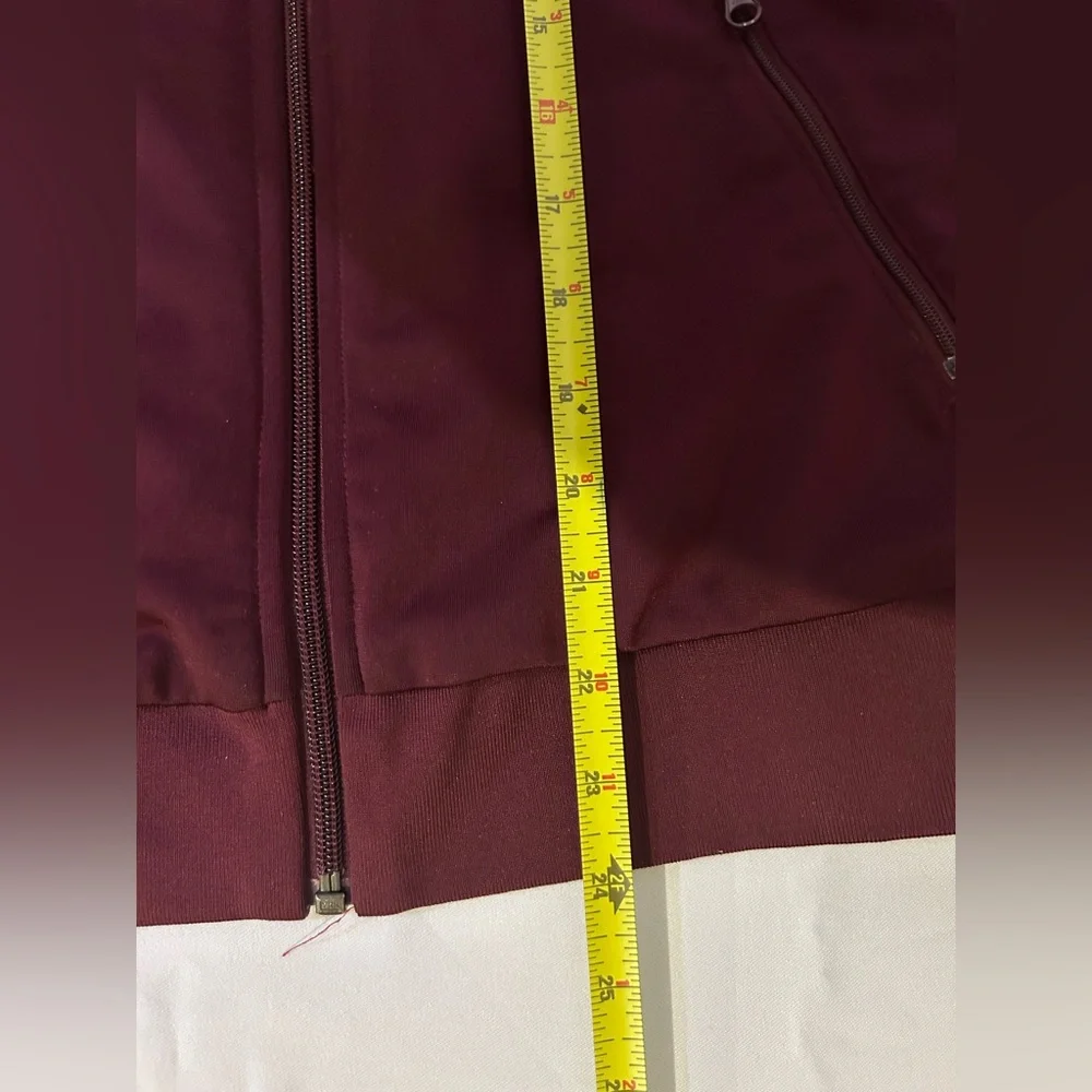 Adidas women’s Burgundy Track Jacket zip up three stripes - Picture 8 of 10